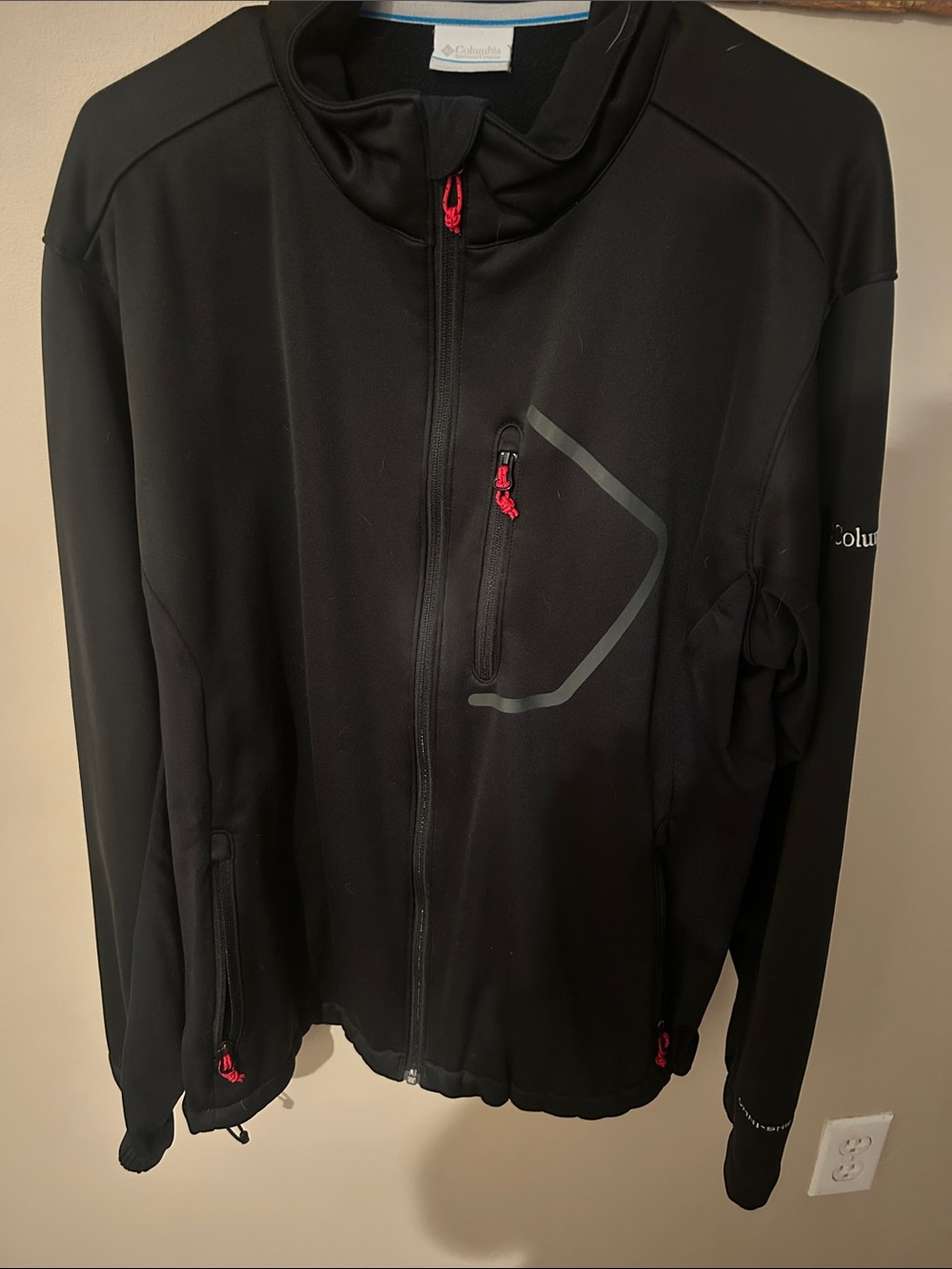 Columbia Black Performance Softshell Jacket with Red Accents